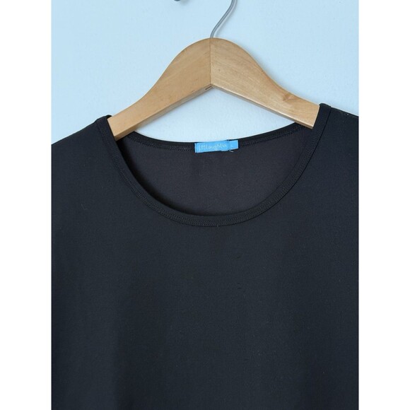 J McLaughlin Women’s L Short Sleeve Tee Black Nylon Spandex Stretchy Shirt Top - Picture 2 of 7